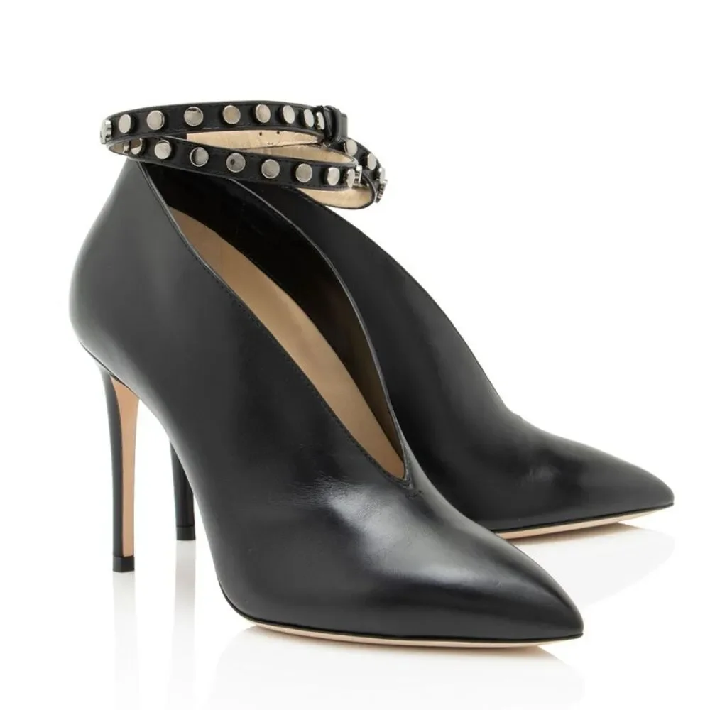 Jimmy Choo Leather Studded Lark Bootie- Size 7.5 / 37.5 - Picture 2 of 7